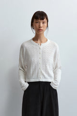 Knitted Perlé Cardigan White