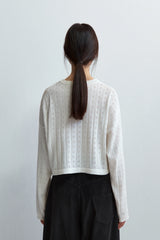 Knitted Perlé Cardigan White