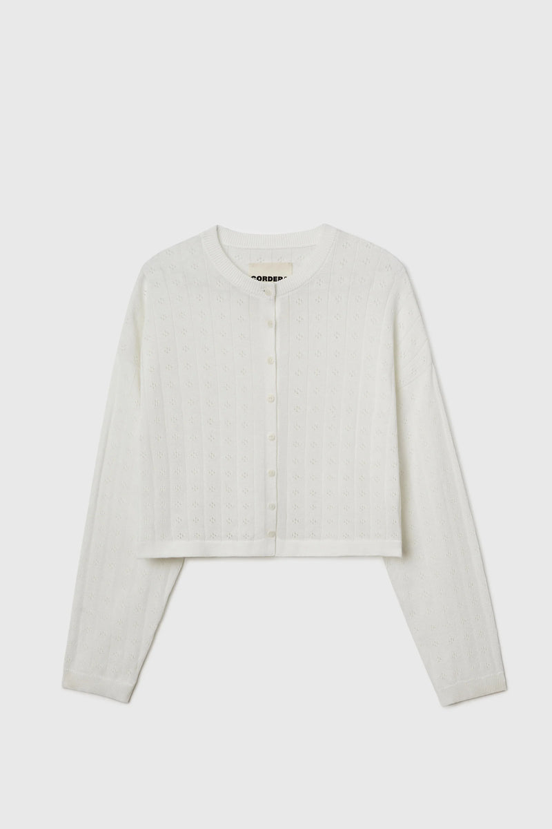 Knitted Perlé Cardigan White