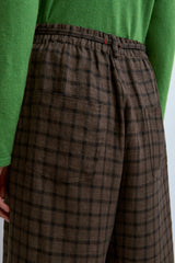 Linen Relaxed Checkered Pants