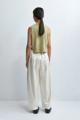 Satin Curved Pant White