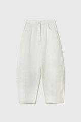 Satin Curved Pant White