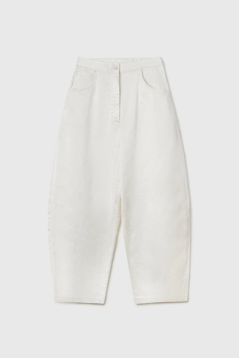 Satin Curved Pant White