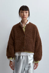 Teddy Cropped Cardigan Acorn