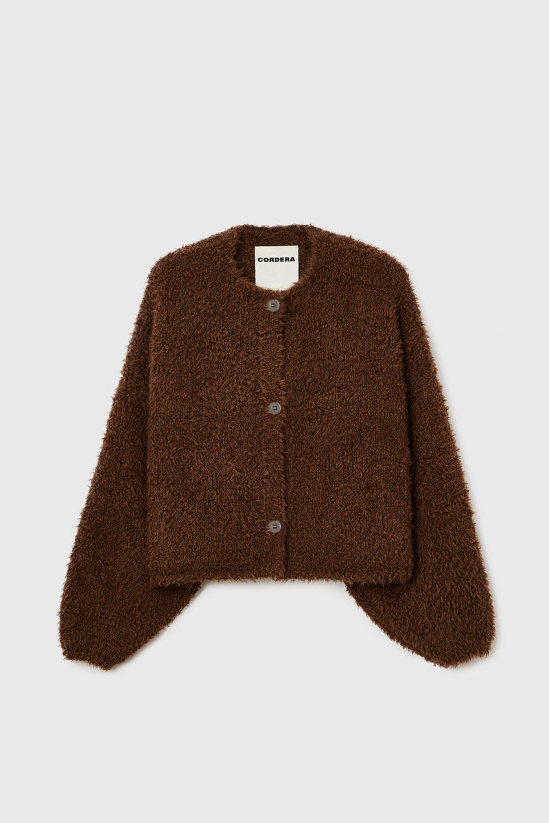 Teddy Cropped Cardigan Acorn