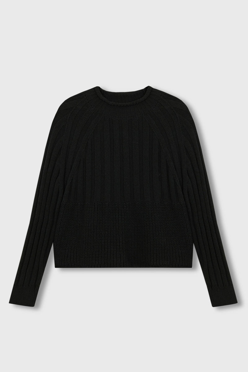 Ribbed Cotton Sweater Black