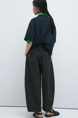 Curved Demin Pants