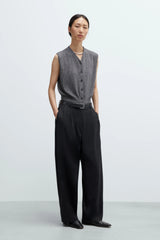 Flecked Cotton Waistcoat Grey