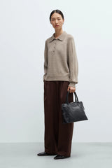 Merino Wool Polo Sweater Taupe