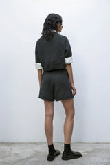 Heather Cotton Shorts Charcoal
