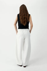 Cotton & Linen Curved Pant White
