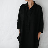 Linen Shirt Dress Black