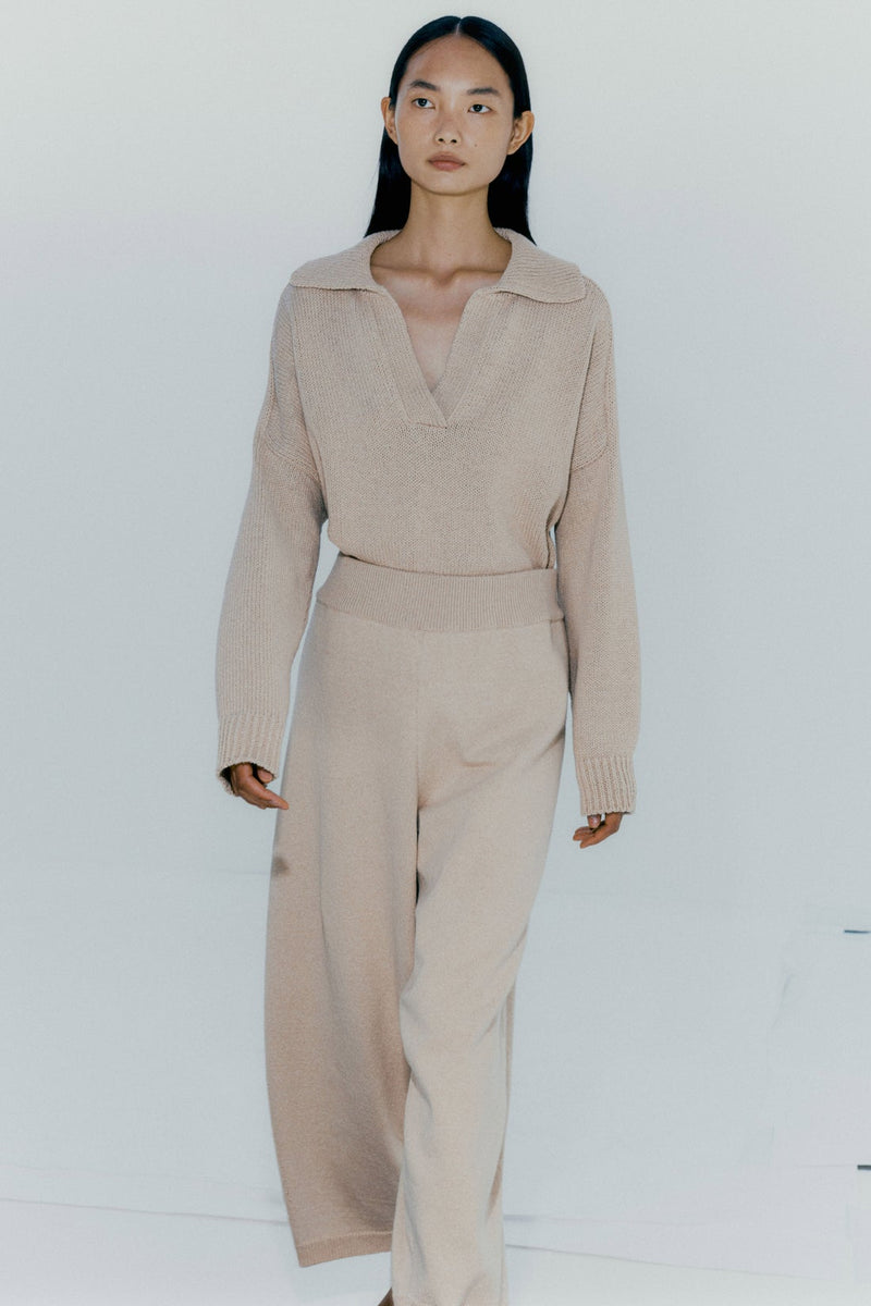 Cotton Knit Pants Sesame