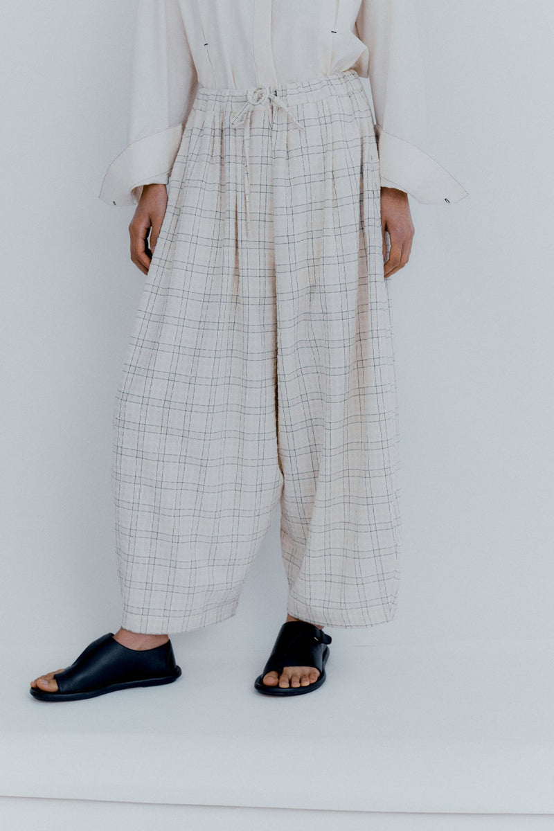 Checked Maxi Pants Black
