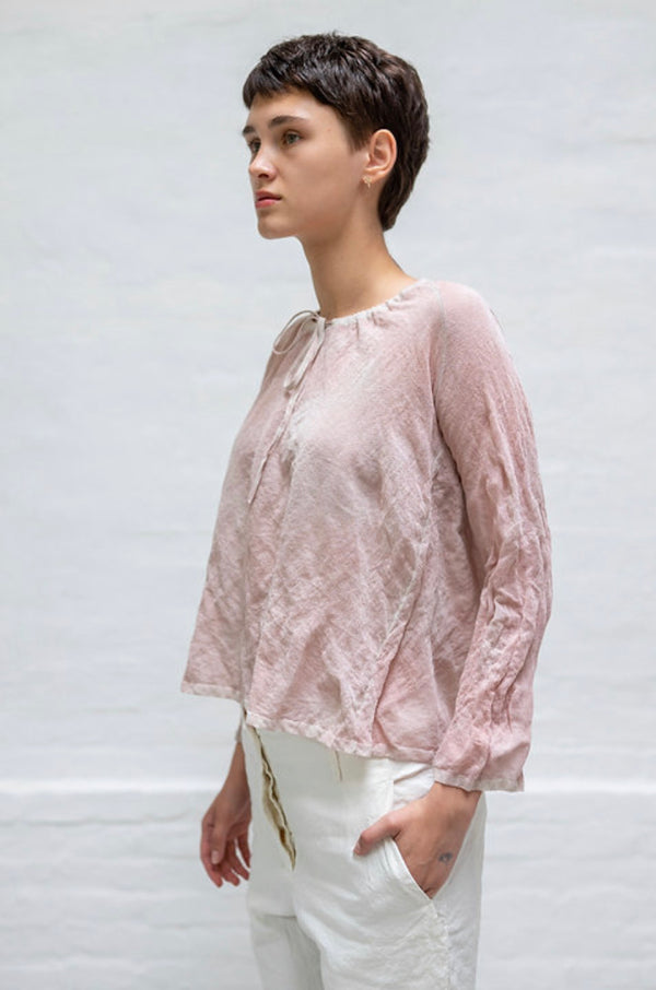 Crinkled Long Sleeved Top - Pink