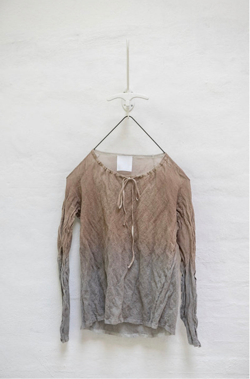 Crinkled Long Sleeved Top - Taupe