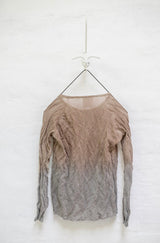 Crinkled Long Sleeved Top - Taupe