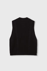 Cable Knit Waistcoat Black