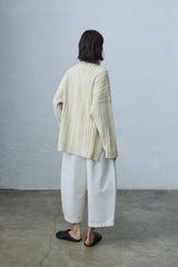 Wool and Cashmere Half Zip Sweater Natural