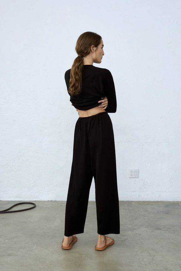 Silk Knit Pants Black